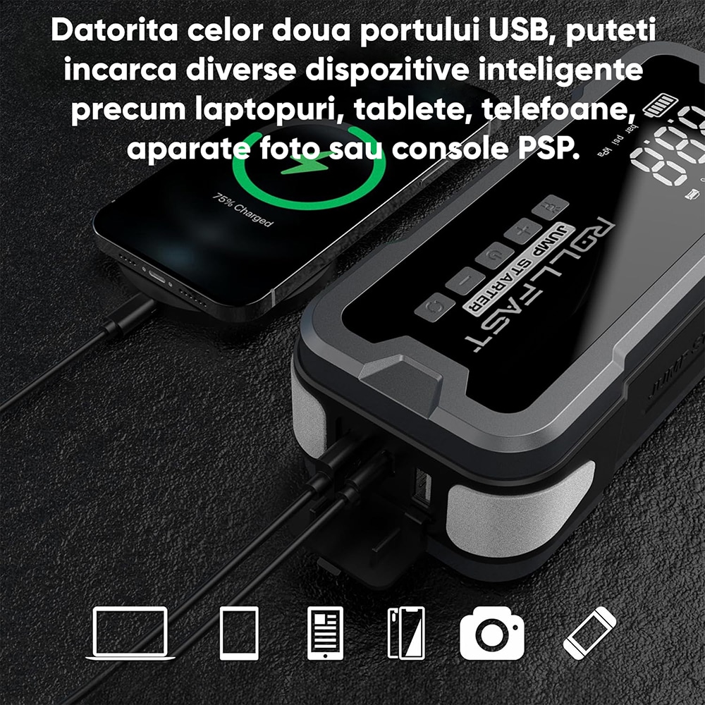 Starter auto cu compresor aer ROLL FAST 90082R, 12V, 4000A