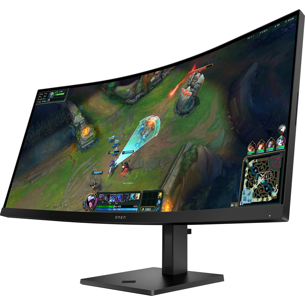 Monitor Gaming curbat LED VA HP OMEN 34c G2, 34", WQHD, 180Hz, AMD Freesync Premium, negru