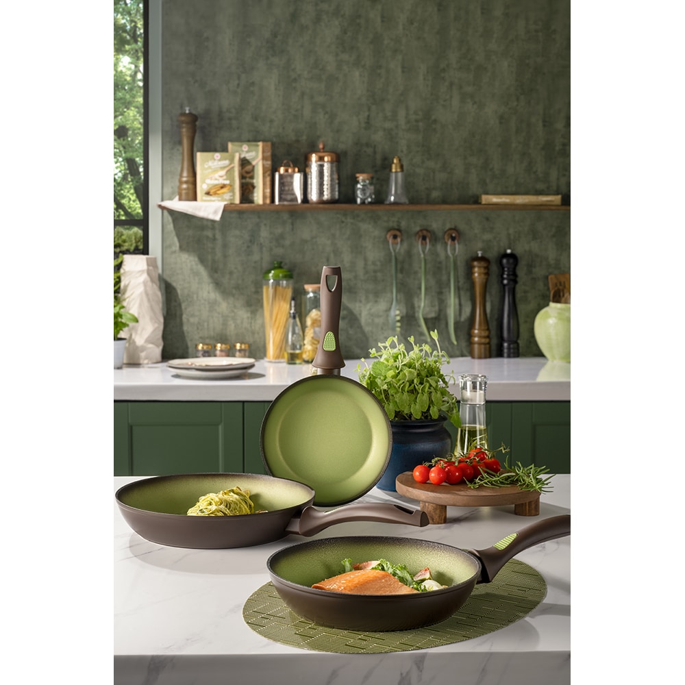 Tigaie AMERCOOK Avocado AC0108401.28, 28 cm, aluminiu forjat, negru-verde