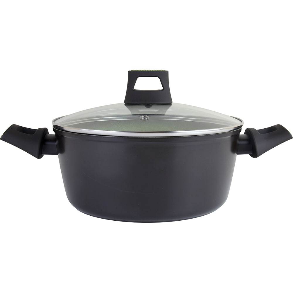 Cratita cu capac AMERCOOK Avocado AC0108405.20, 2l, 20 cm, aluminiu forjat, negru-verde