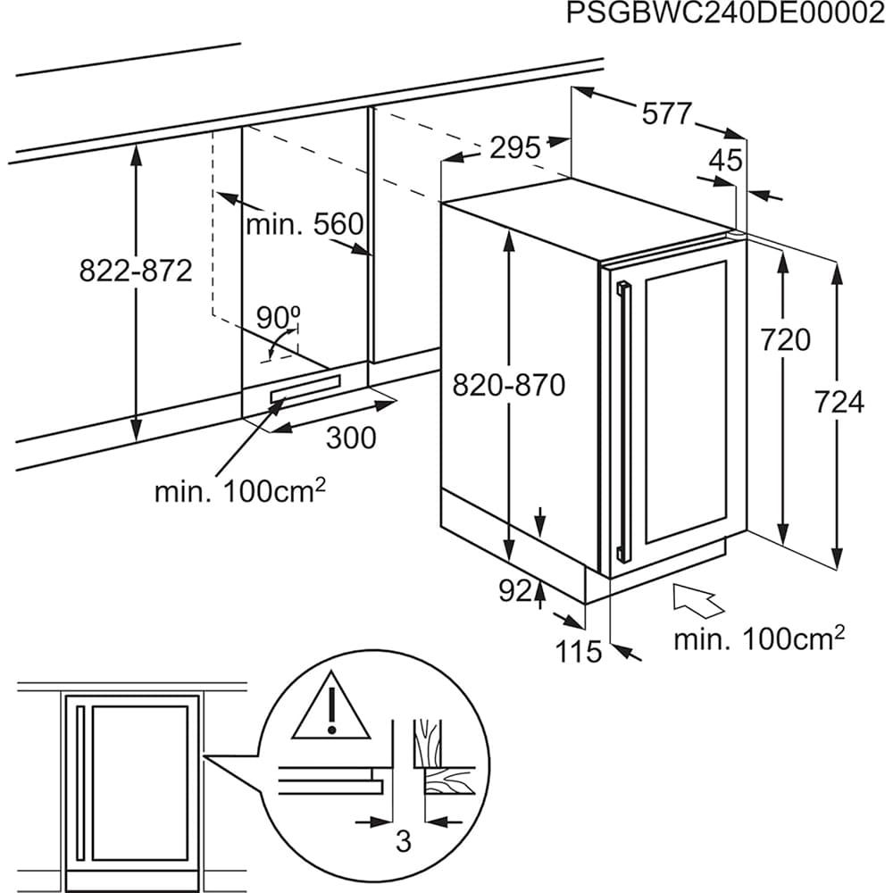 Racitor de vinuri incorporabil AEG AWS4020B5B, 20 sticle, H 82 cm, Clasa G