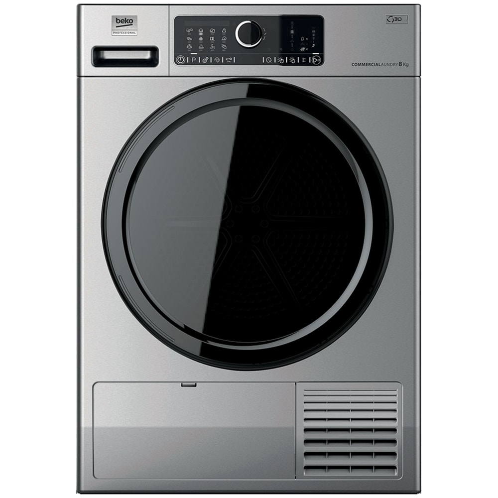 Uscator de rufe BEKO PROFESSIONAL AWZ 8HPS/PRO BP, Pompa de caldura, 8 kg, 15 programe, Clasa D, argintiu