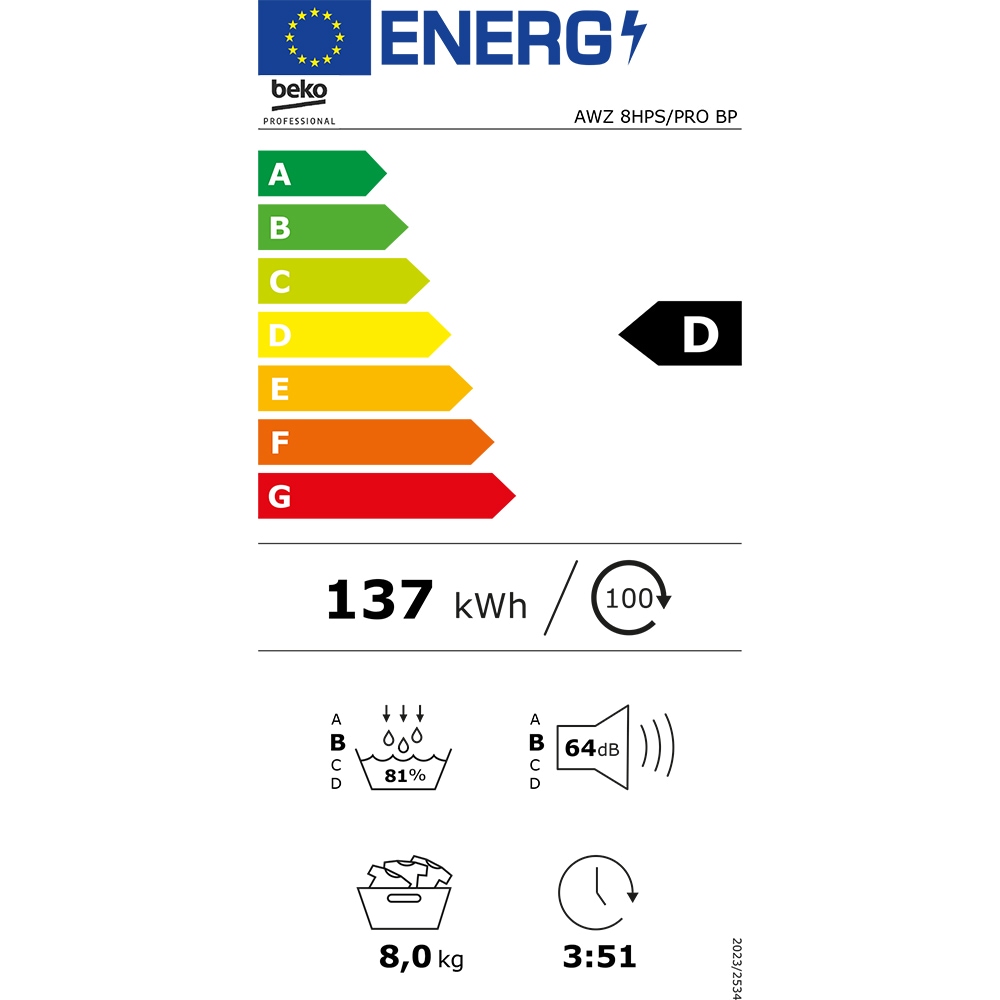 Uscator de rufe BEKO PROFESSIONAL AWZ 8HPS/PRO BP, Pompa de caldura, 8 kg, 15 programe, Clasa D, argintiu