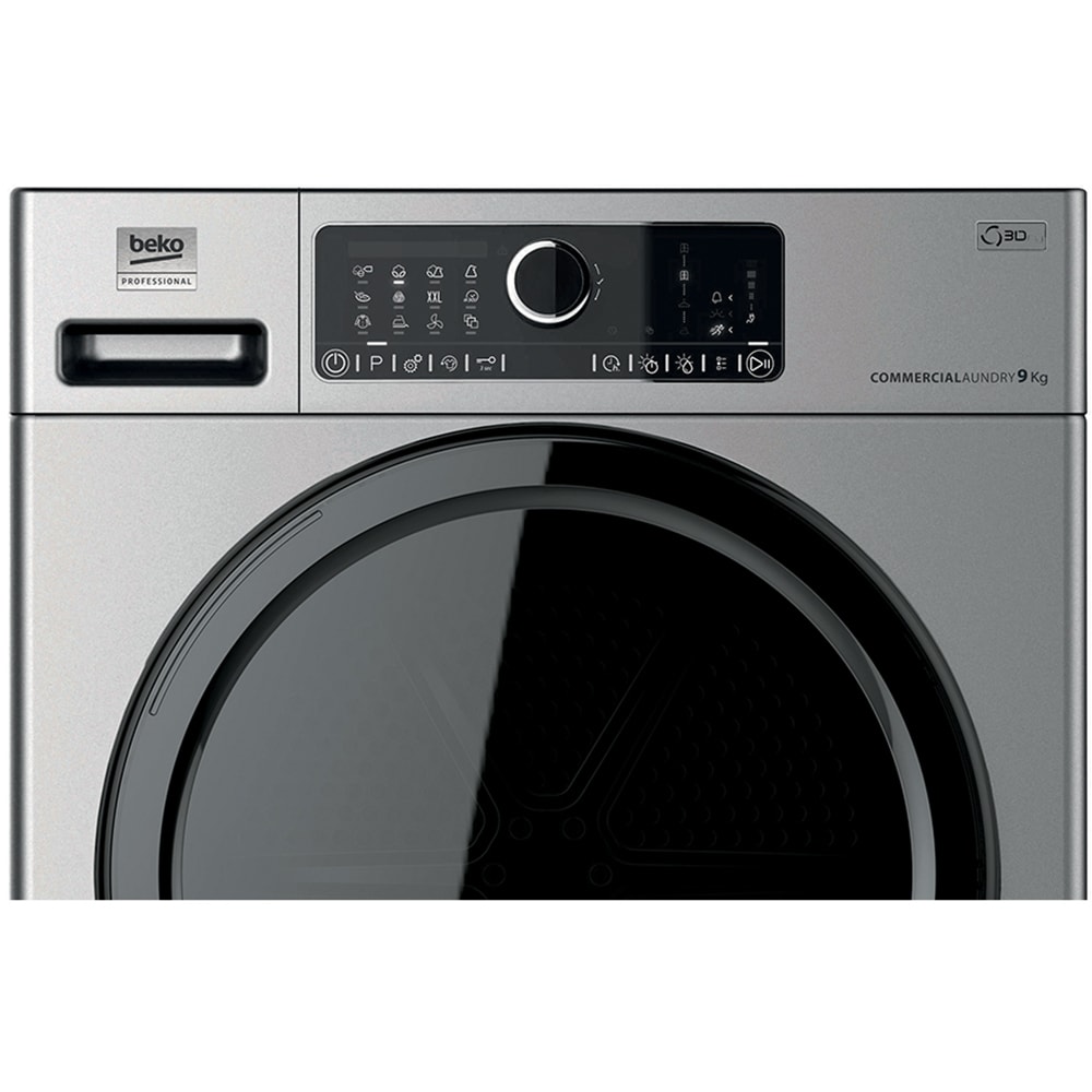 Uscator de rufe BEKO PROFESSIONAL AWZ 9HPS/PRO BP, Pompa de caldura, 9 kg, 15 programe, Clasa D, argintiu