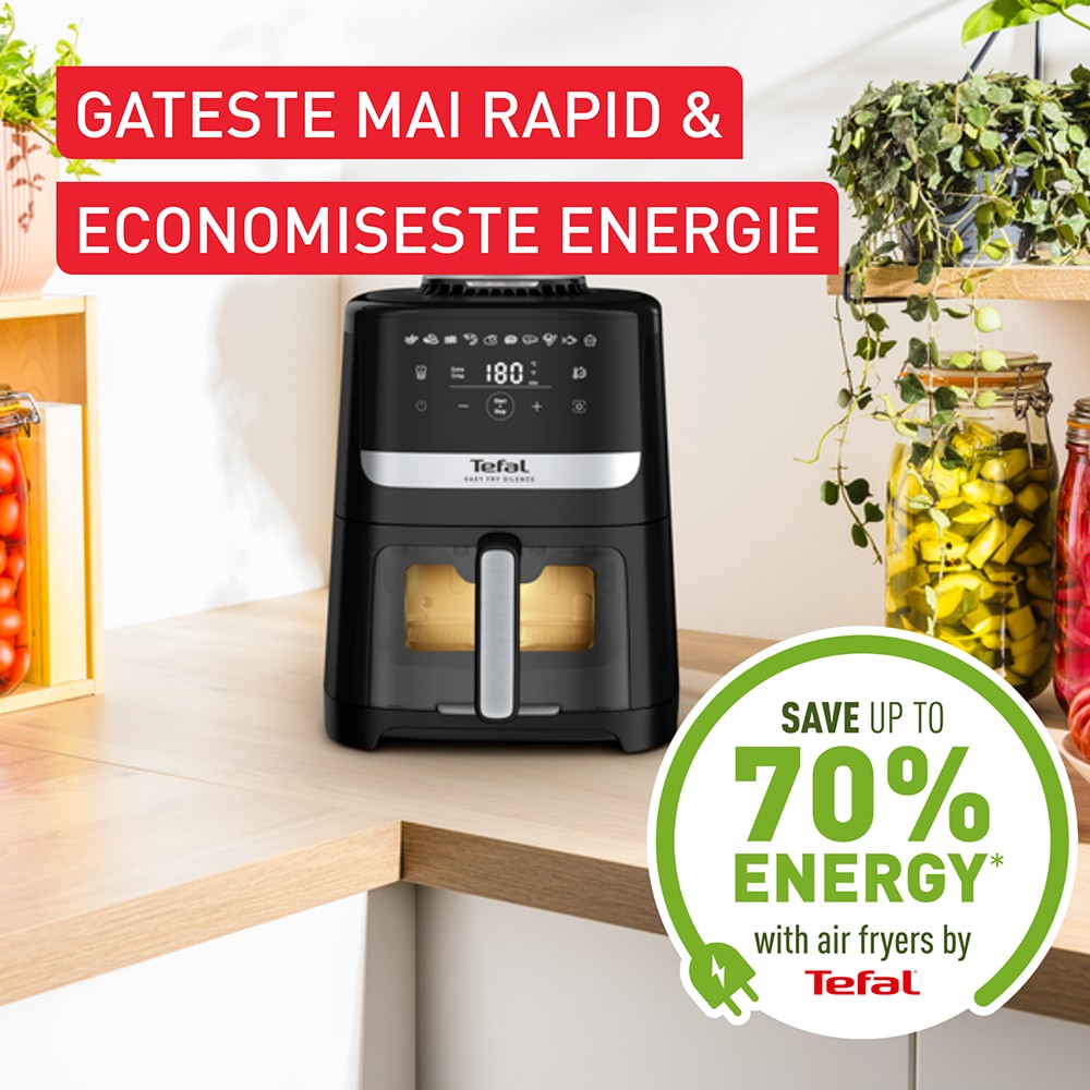 Friteuza cu aer cald TEFAL Easy Fry Silence EY5568E0, 1.5kg, 5l, 1670W, argintiu-negru