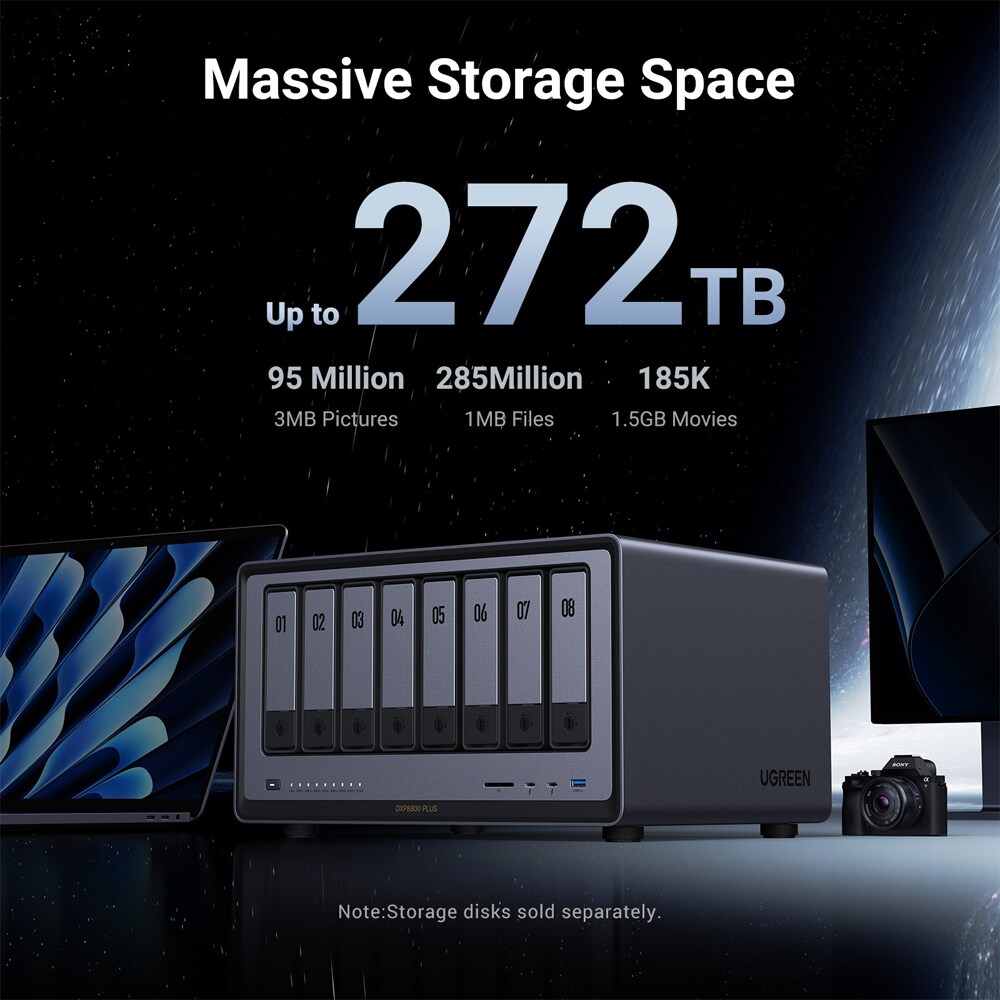 Network Attached Storage UGREEN DXP8800 Plus, 4.4GHz, 8GB, 8-Bays, negru