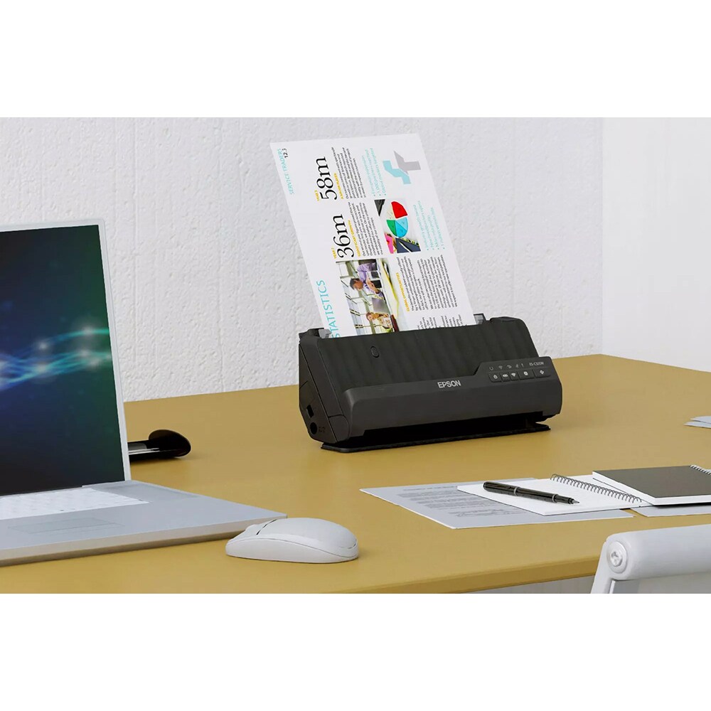 Scanner EPSON ES-C320W, A4, USB, Retea, Wi-Fi, negru