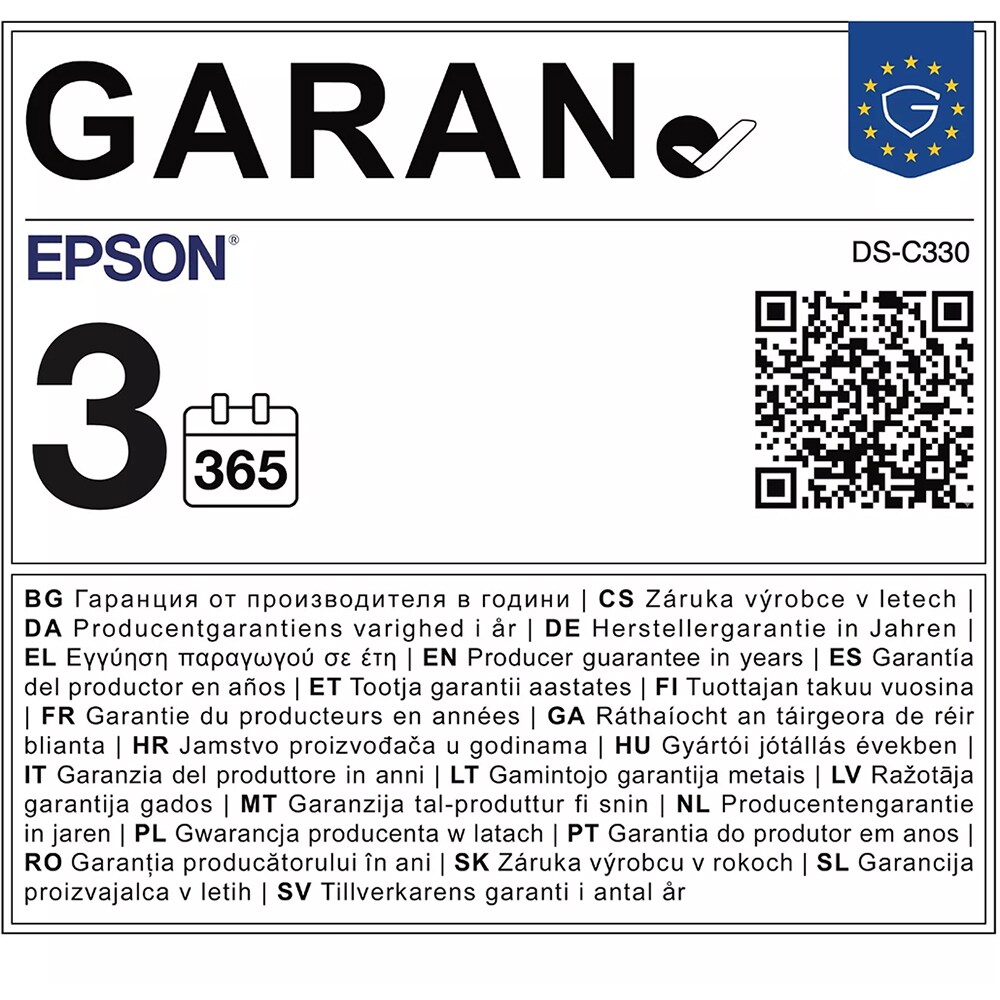 Scanner EPSON DS-C330, A4, USB, alb-negru