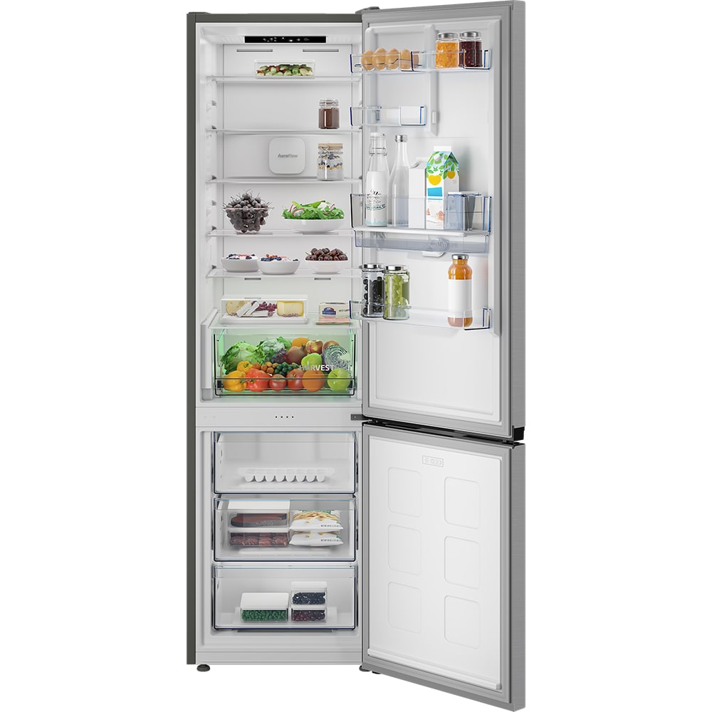 Combina frigorifica BEKO B1RCNA414HDXB, No Frost, 415 l, H 203.5 cm, Clasa E, Dozator apa, argintiu
