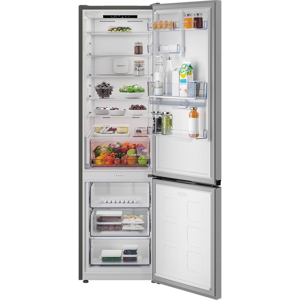 Combina frigorifica BEKO B1RCNA414HDXB, No Frost, 415 l, H 203.5 cm, Clasa E, Dozator apa, argintiu
