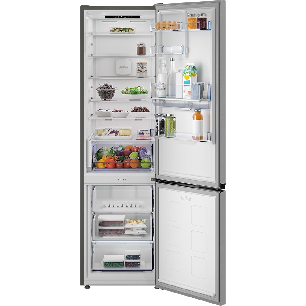 Combina frigorifica BEKO B1RCNA414HDXB, No Frost, 415 l, H 203.5 cm, Clasa E, Dozator apa, argintiu