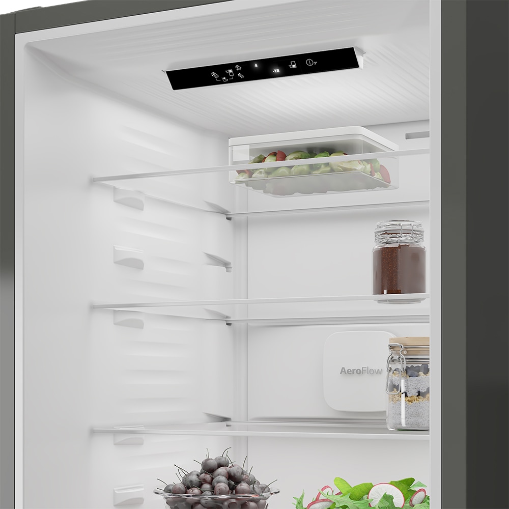 Combina frigorifica BEKO B1RCNA414HDXB, No Frost, 415 l, H 203.5 cm, Clasa E, Dozator apa, argintiu