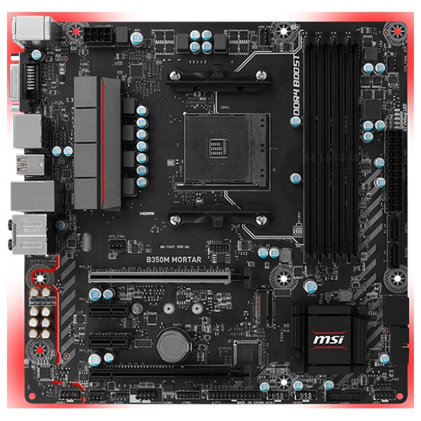 Placa de baza MSI B350M MORTAR, Socket AM4, mATX