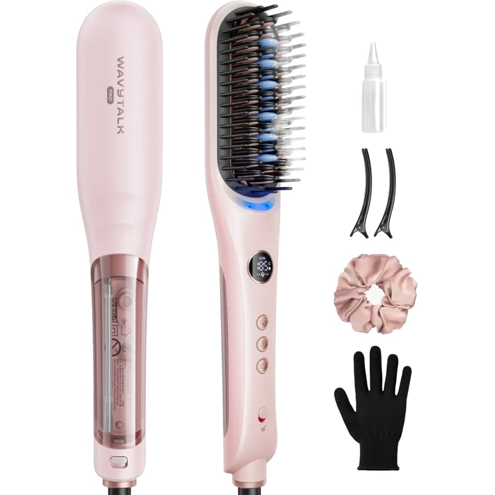 Perie de indreptat parul WAVYTALK Steambrush Pro B3, 220 grade, invelis ceramic, roz