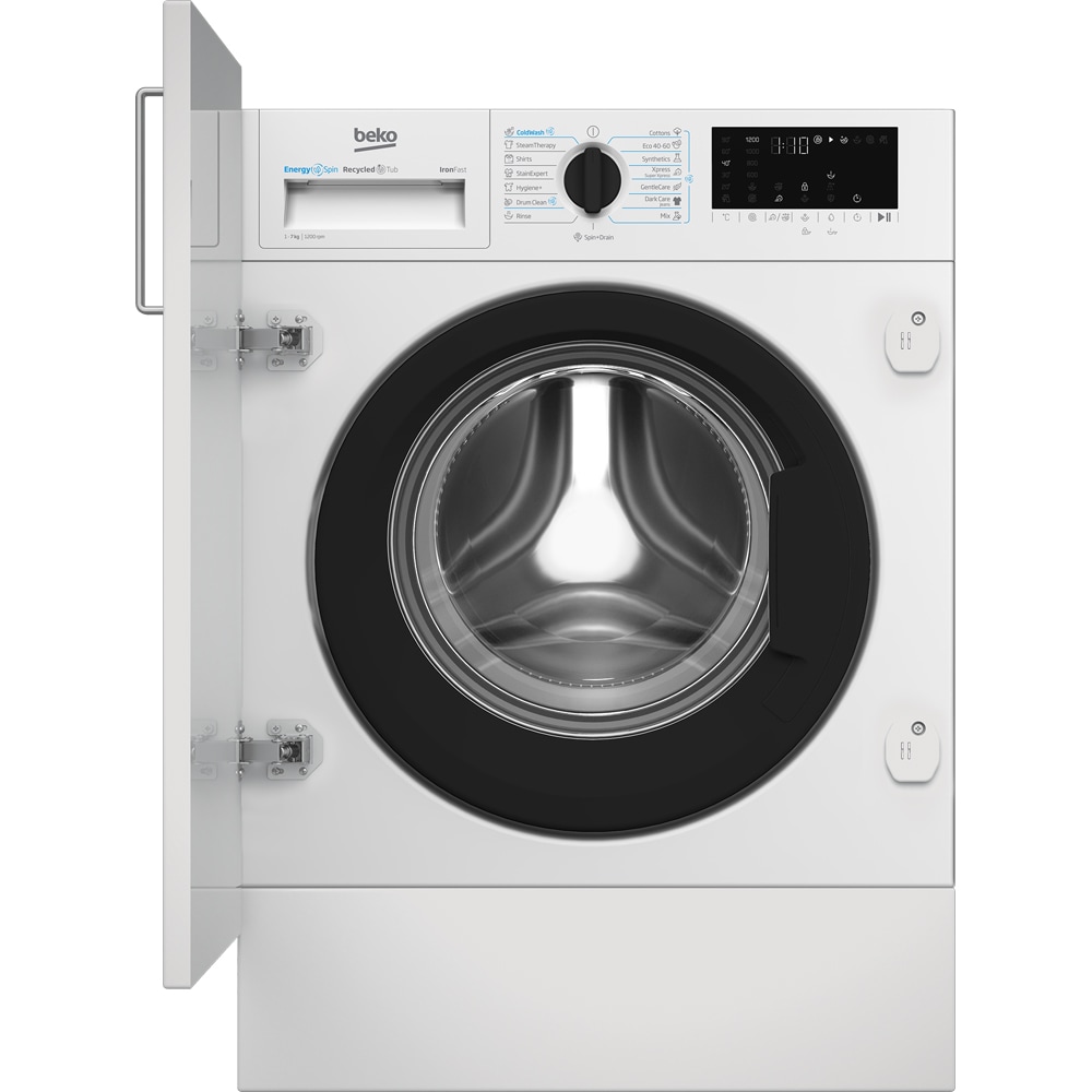 Masina de spalat rufe incorporabila BEKO B3WBT671415W, EnergySpin, SteamCure, 7 kg, 1200rpm, Clasa A, alb