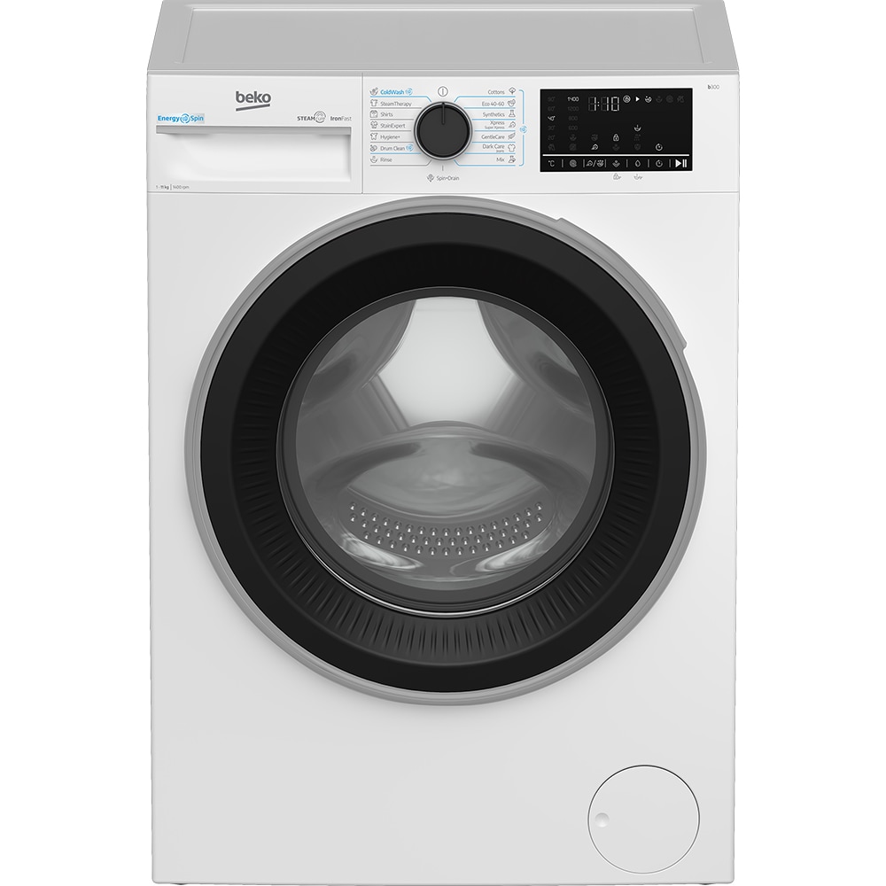 Masina de spalat rufe frontala BEKO B3WFT411415WB ES, EnergySpin, SteamCure, 11 kg, 1400rpm, Clasa A, alb