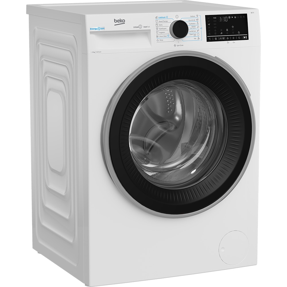 Masina de spalat rufe frontala BEKO B3WFT411415WB ES, EnergySpin, SteamCure, 11 kg, 1400rpm, Clasa A, alb
