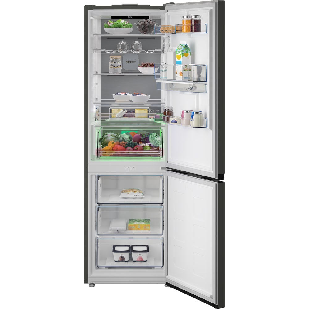 Combina frigorifica BEKO B5RCNA376HXBRW, No Frost, 370 l, H 186.5 cm, Clasa C, Dozator apa, Wi-Fi, dark inox