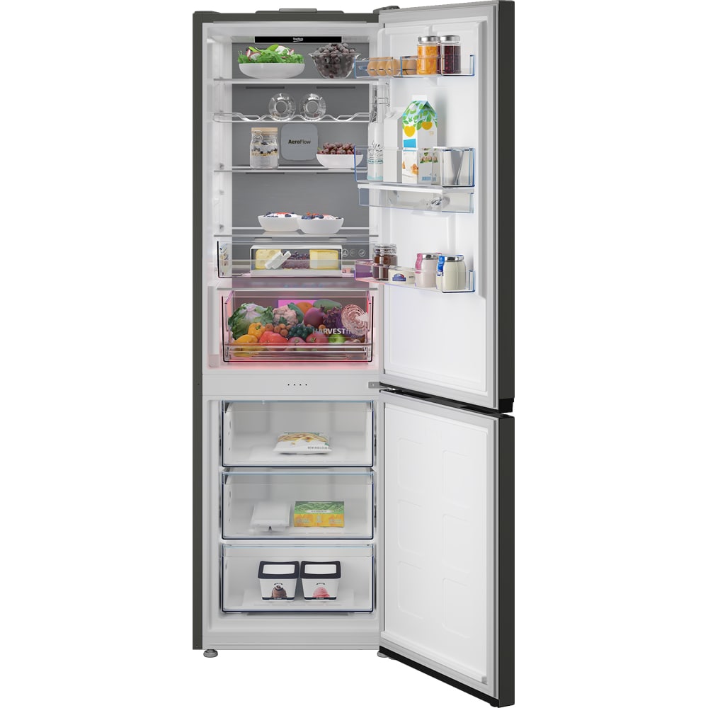 Combina frigorifica BEKO B5RCNA376HXBRW, No Frost, 370 l, H 186.5 cm, Clasa C, Dozator apa, Wi-Fi, dark inox