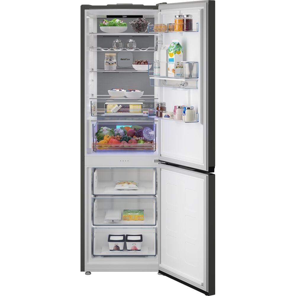 Combina frigorifica BEKO B5RCNA376HXBRW, No Frost, 370 l, H 186.5 cm, Clasa C, Dozator apa, Wi-Fi, dark inox