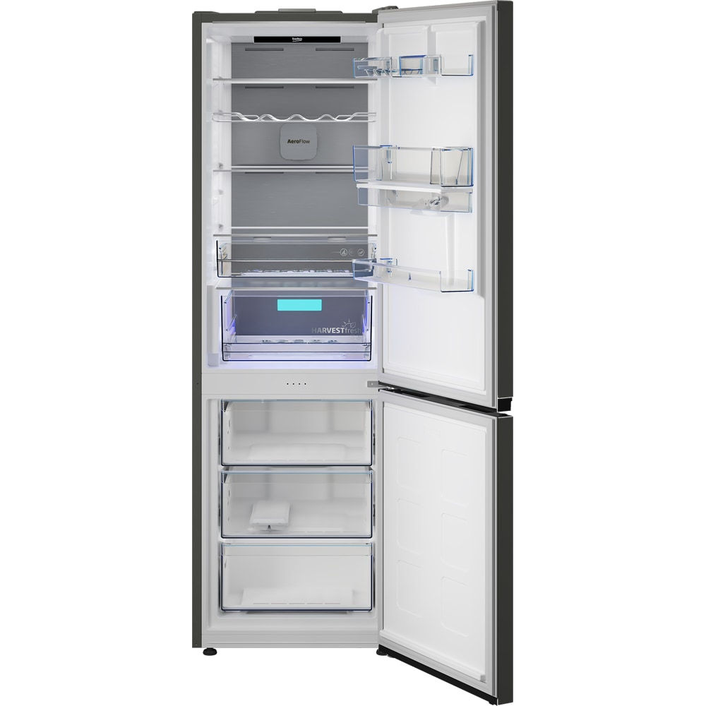 Combina frigorifica BEKO B5RCNA376HXBRW, No Frost, 370 l, H 186.5 cm, Clasa C, Dozator apa, Wi-Fi, dark inox