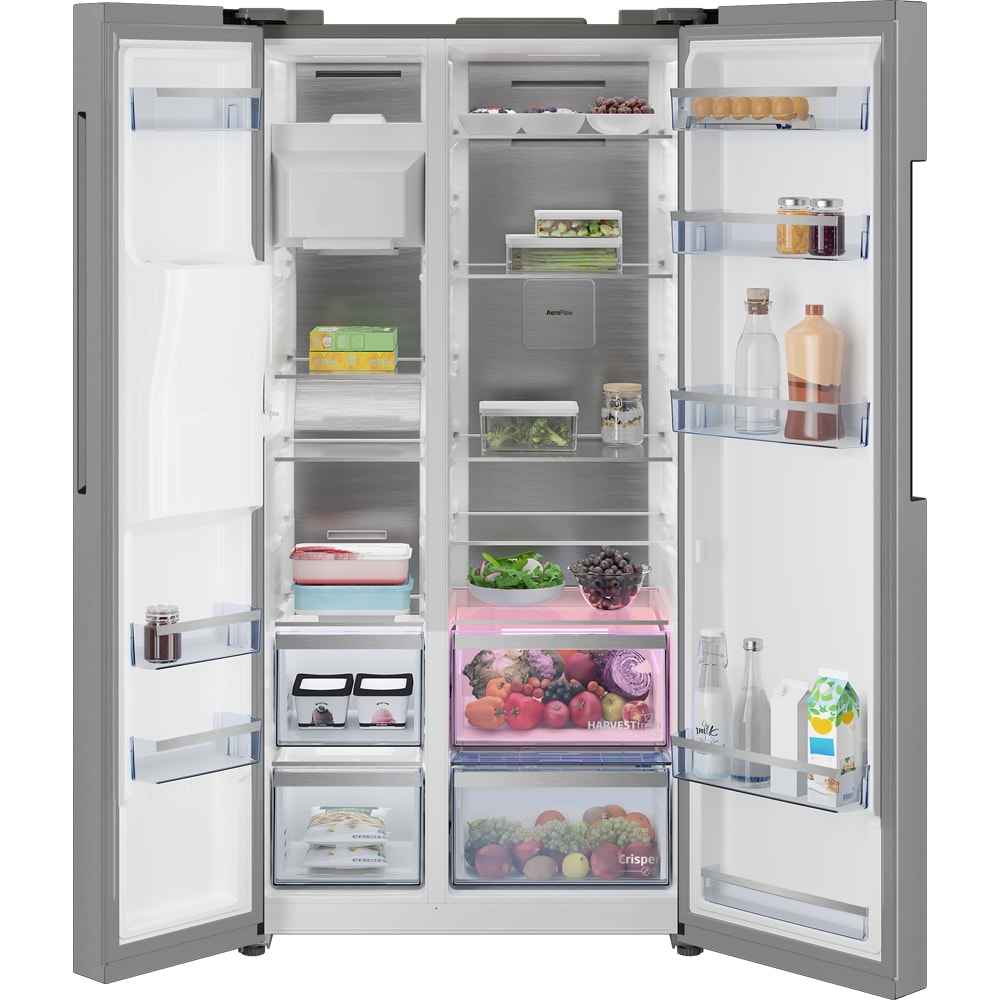 Side by Side BEKO B5RGNE64EHIBXBRW, No Frost, 643 l, H 182 cm, Clasa E, Dozator apa, Wi-Fi, dark inox