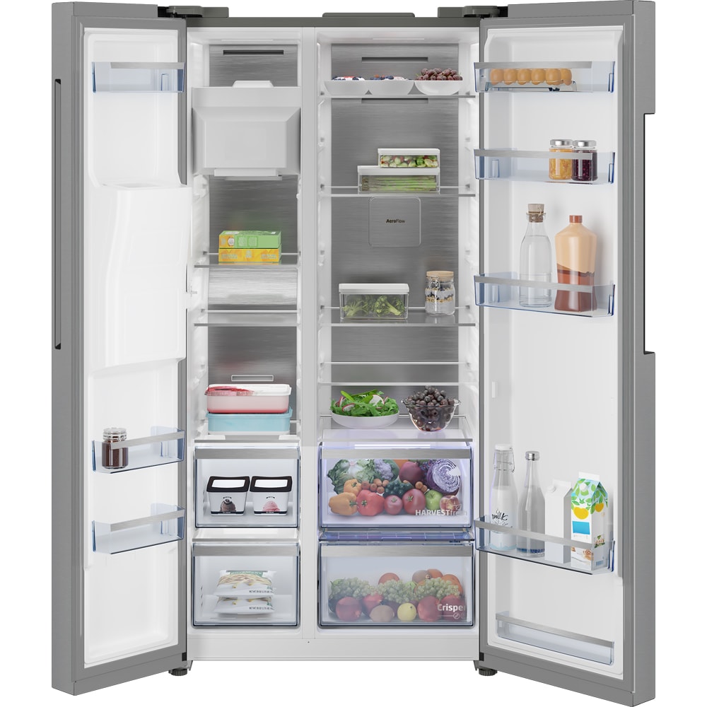 Side by Side BEKO B5RGNE64EHIBXBRW, No Frost, 643 l, H 182 cm, Clasa E, Dozator apa, Wi-Fi, dark inox