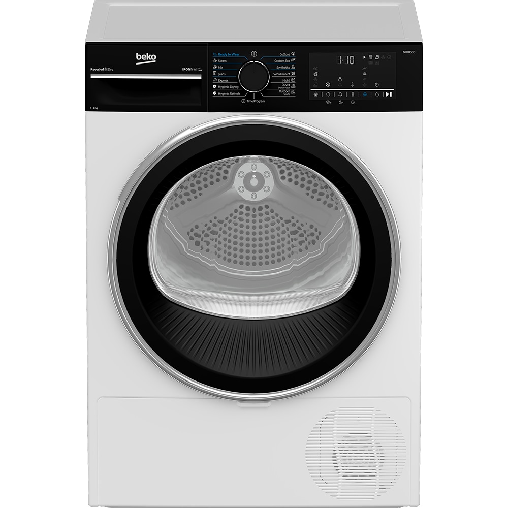 Uscator de rufe BEKO B5T48233WBPB EU, Pompa de caldura, 8 kg, 15 programe, Clasa C, alb
