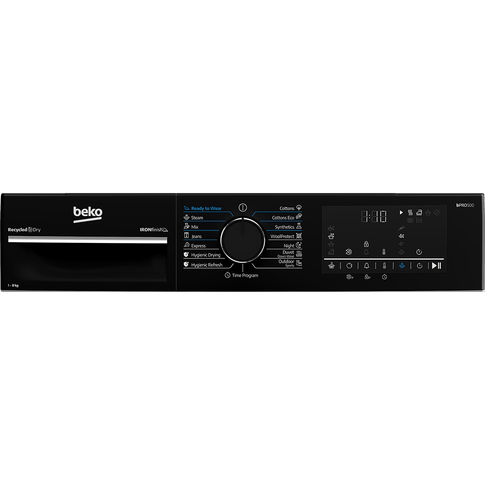 Uscator de rufe BEKO B5T48233WBPB EU, Pompa de caldura, 8 kg, 15 programe, Clasa C, alb