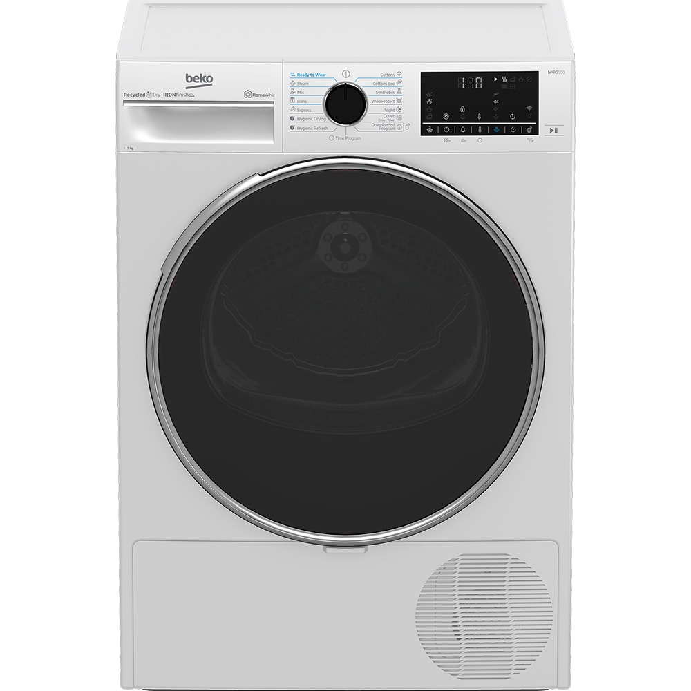 Uscator de rufe BEKO B5T69233W EU, HomeWhiz, Pompa de caldura, 9 kg, 15 programe, Clasa C, alb