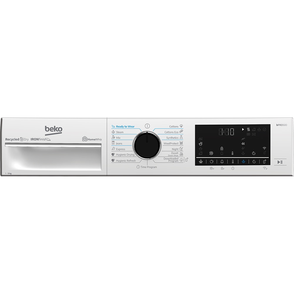 Uscator de rufe BEKO B5T69233W EU, HomeWhiz, Pompa de caldura, 9 kg, 15 programe, Clasa C, alb