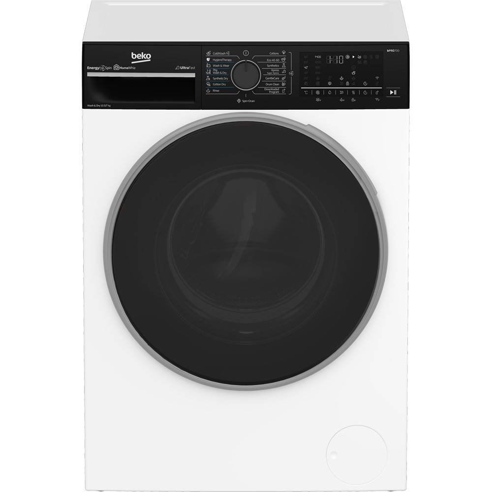 Masina de spalat rufe frontala cu uscator BEKO B7DFT6105447WBPB ES, SteamCure, 10.5/7 kg, 1400rpm, Clasa A/D, Wi-Fi, alb