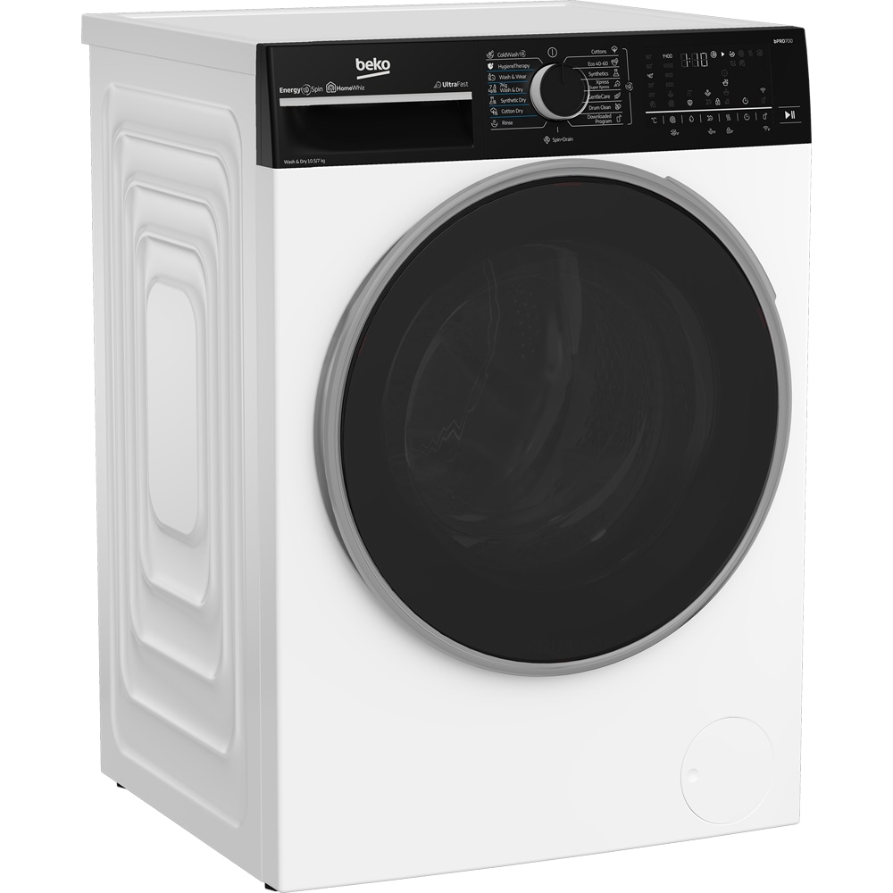 Masina de spalat rufe frontala cu uscator BEKO B7DFT6105447WBPB ES, SteamCure, 10.5/7 kg, 1400rpm, Clasa A/D, Wi-Fi, alb
