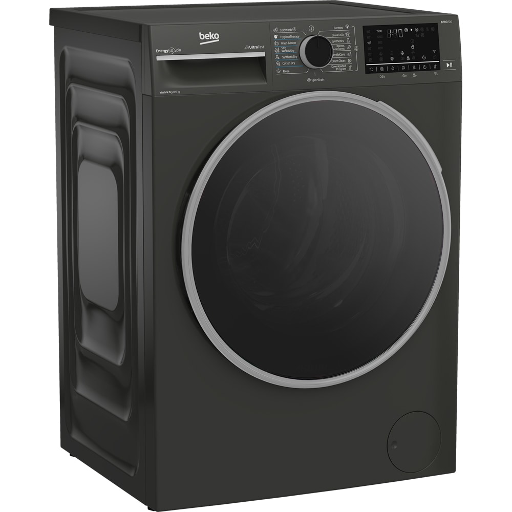 Masina de spalat rufe frontala cu uscator BEKO B7DFT68442M ES, SteamCure, 8/5 kg, 1400rpm, Clasa A/D, Wi-Fi, gri inchis
