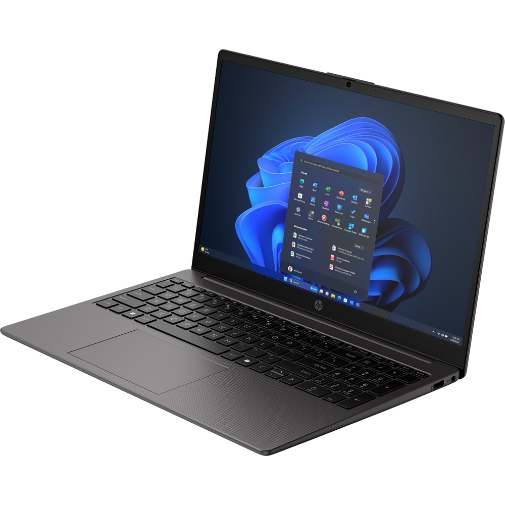 Laptop HP 250R G10, Intel Core 5 120U pana la 5GHz, 15.6" Full HD, 8GB, SSD 512GB, Intel Graphics, Free Dos, negru