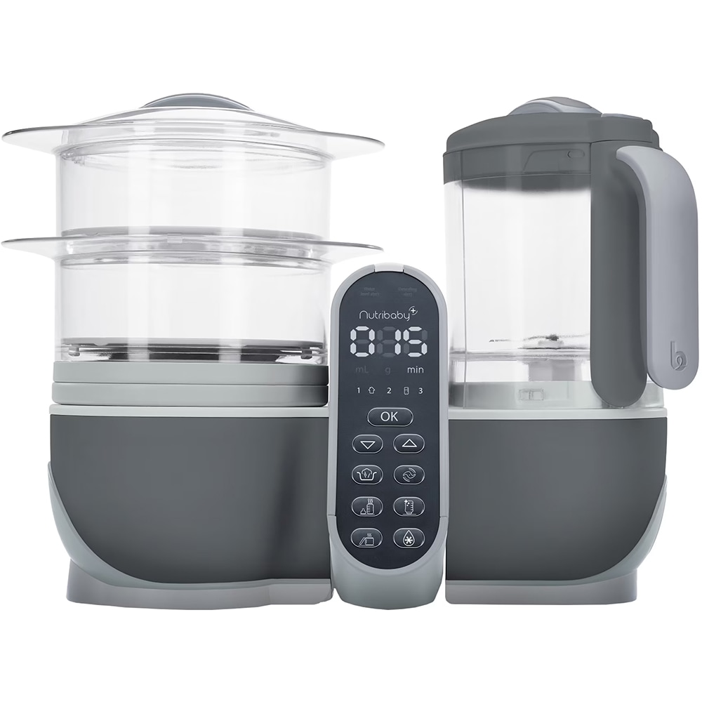 Robot multifunctional 5 in 1 BABYMOOV Nutribaby Plus, 1500ml, 750W, gri-alb