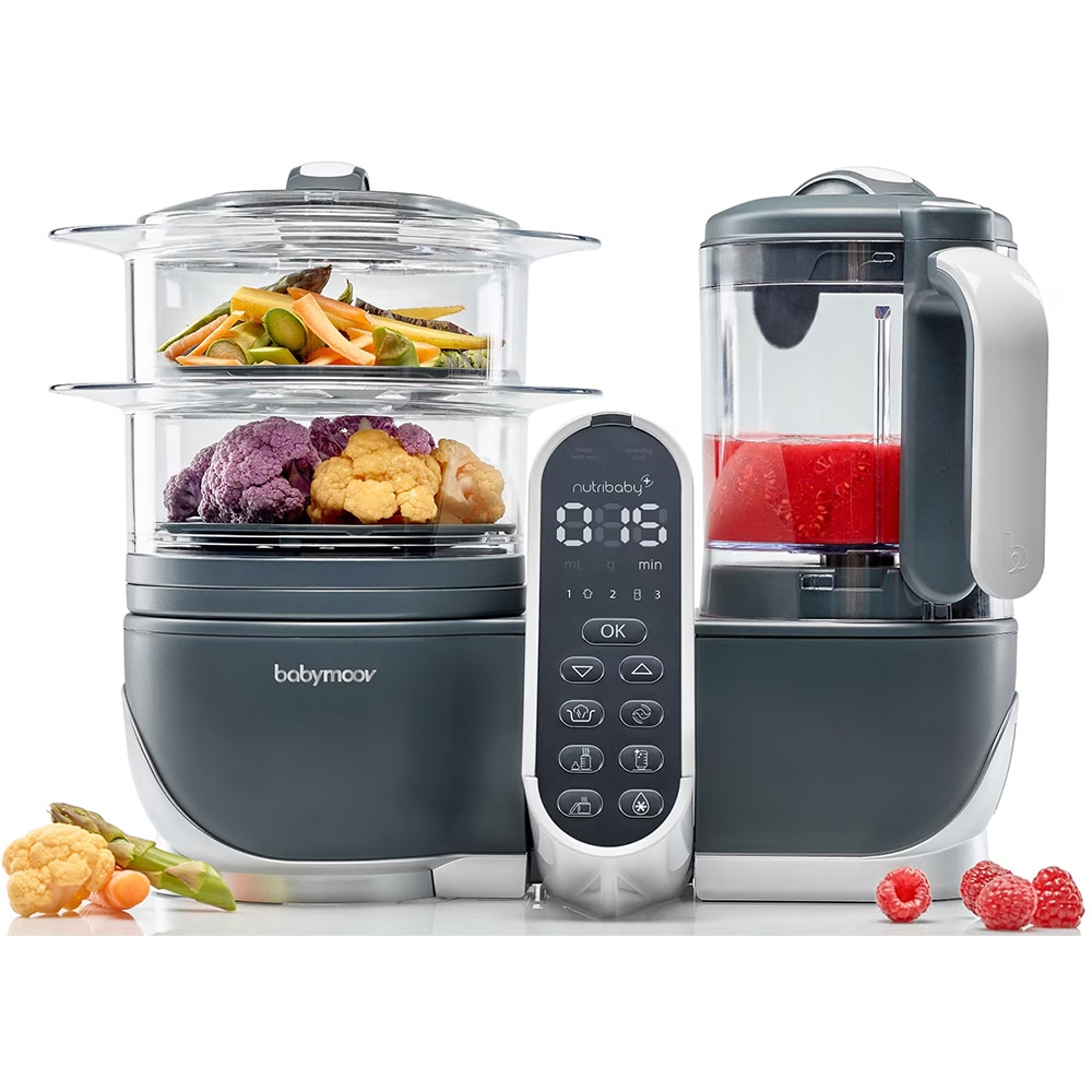 Robot multifunctional 5 in 1 BABYMOOV Nutribaby Plus, 1500ml, 750W, gri-alb