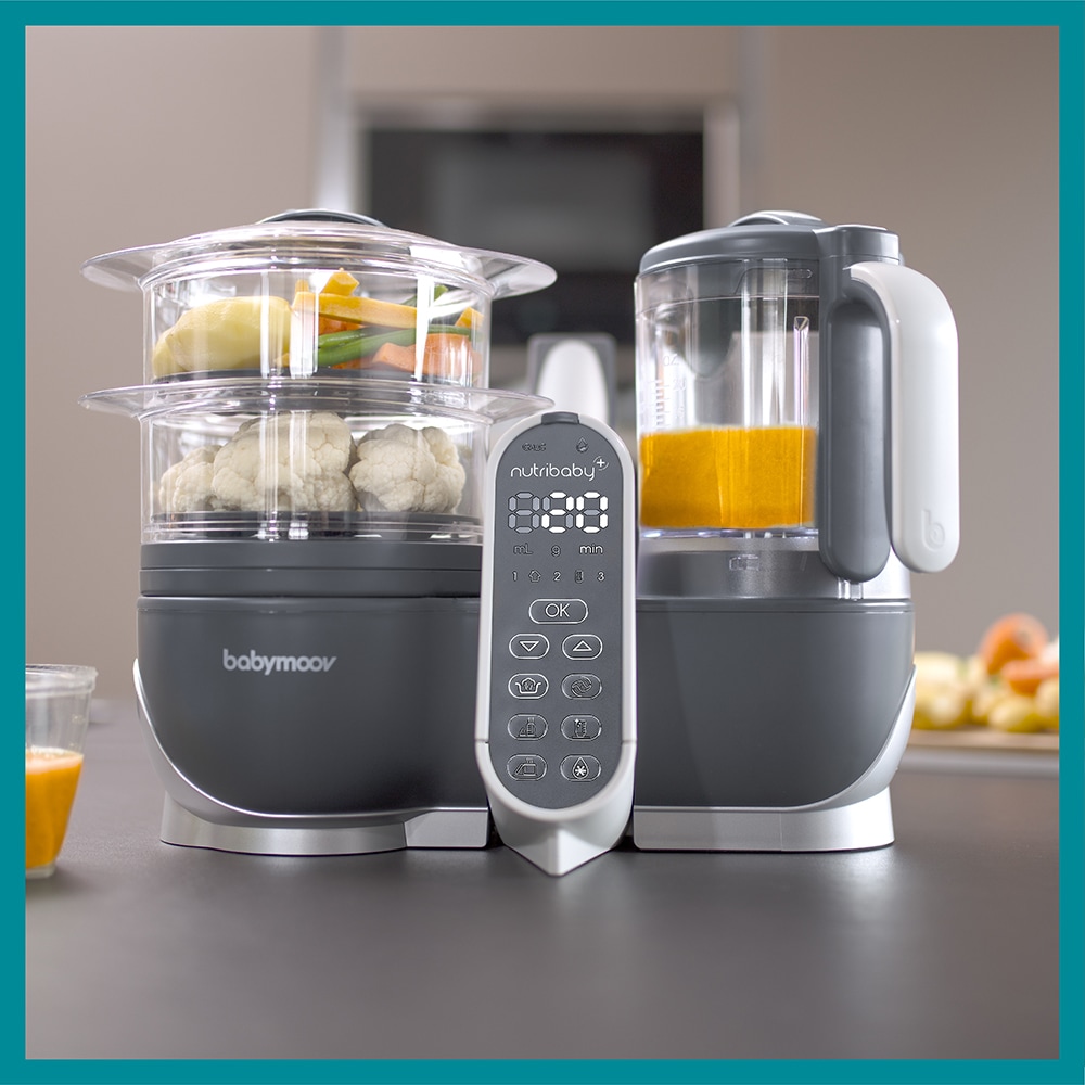 Robot multifunctional 5 in 1 BABYMOOV Nutribaby Plus, 1500ml, 750W, gri-alb
