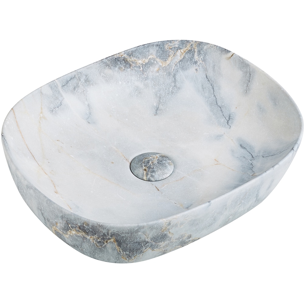 Lavoar pe blat, portelan, 46 x 38 cm, aspect marmura, gri