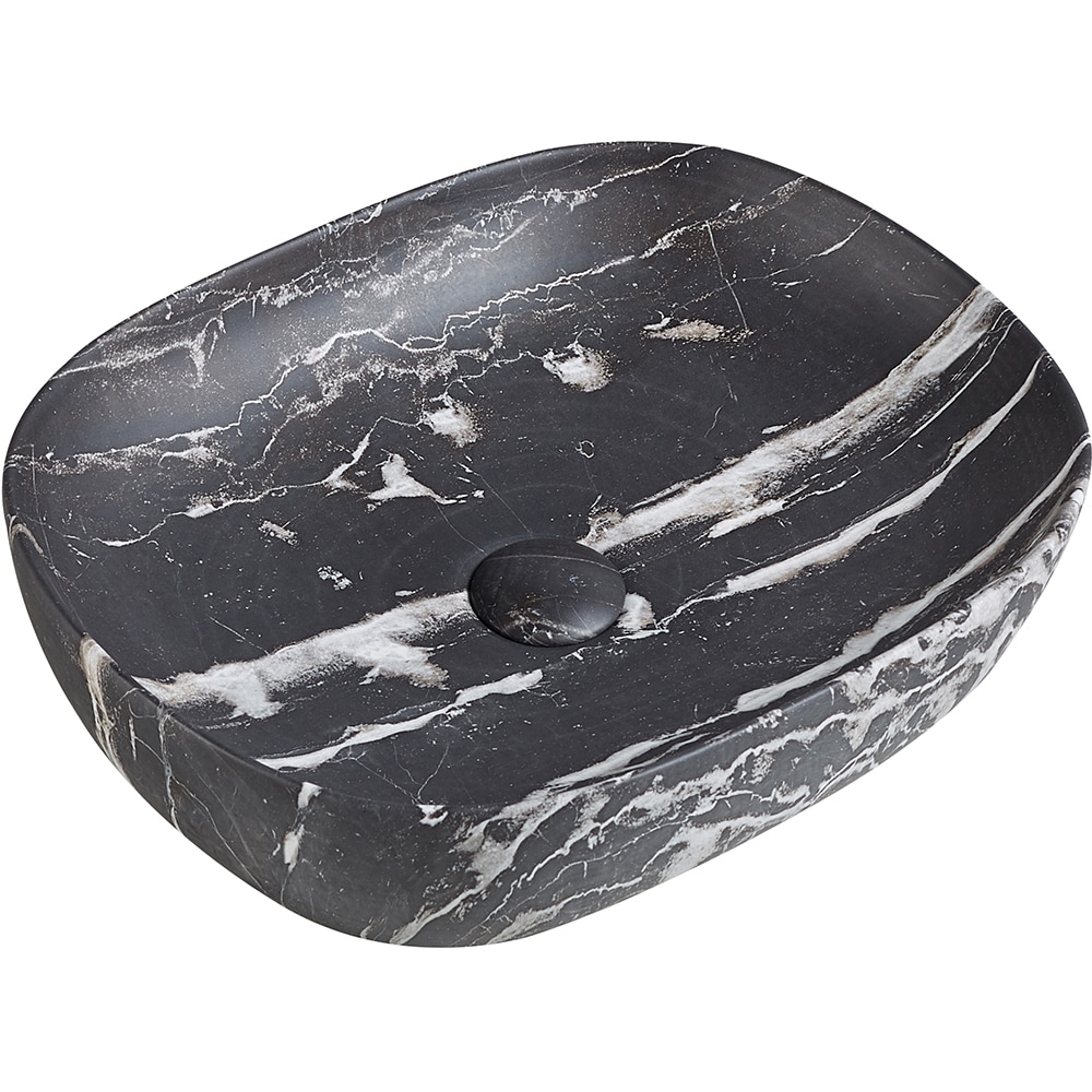 Lavoar pe blat, portelan, 46 x 38 cm, aspect marmura, negru