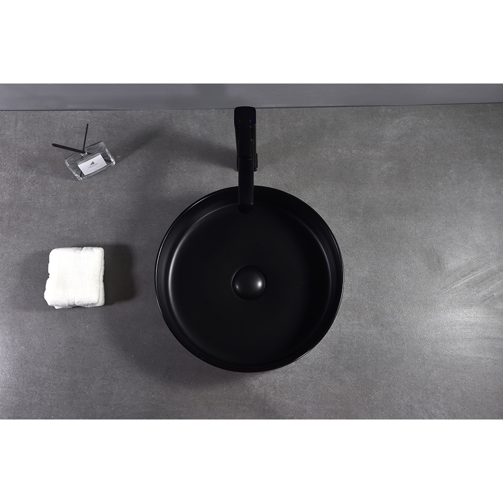 Lavoar pe blat, portelan, 40 cm, negru mat