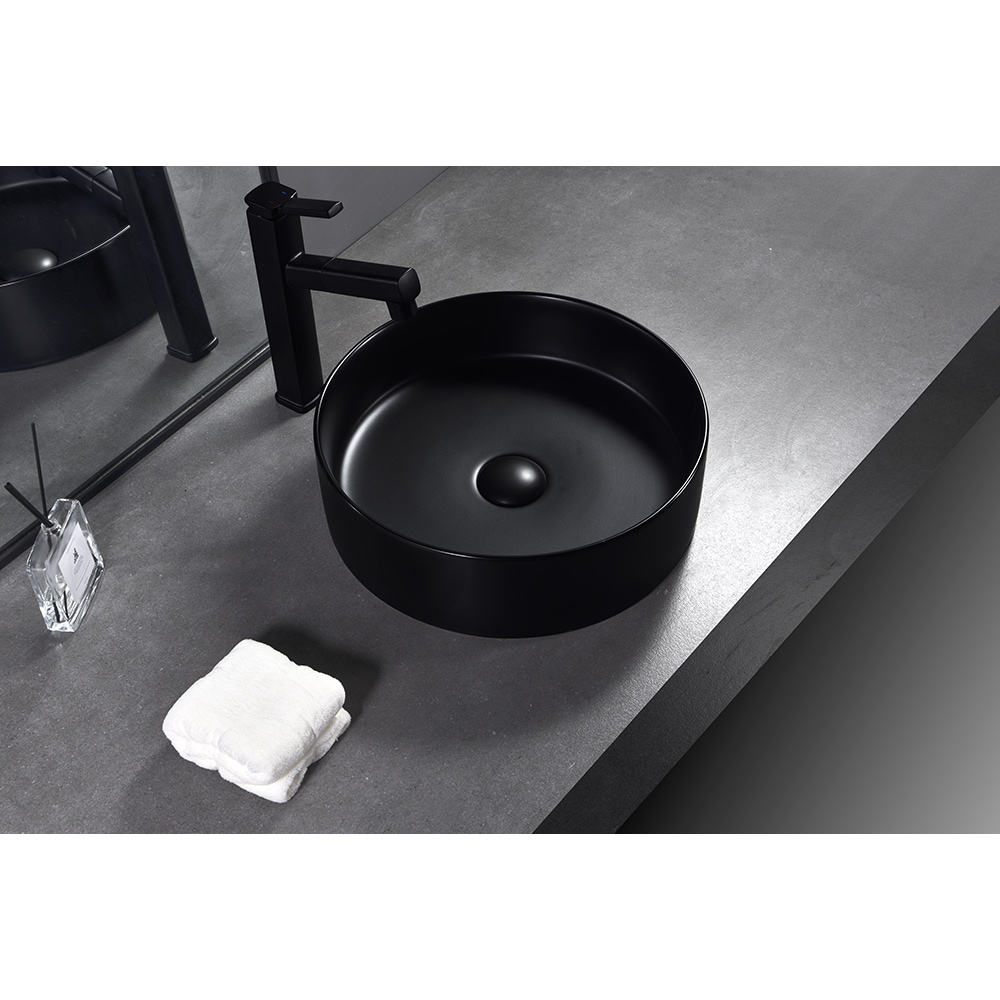 Lavoar pe blat, portelan, 40 cm, negru mat
