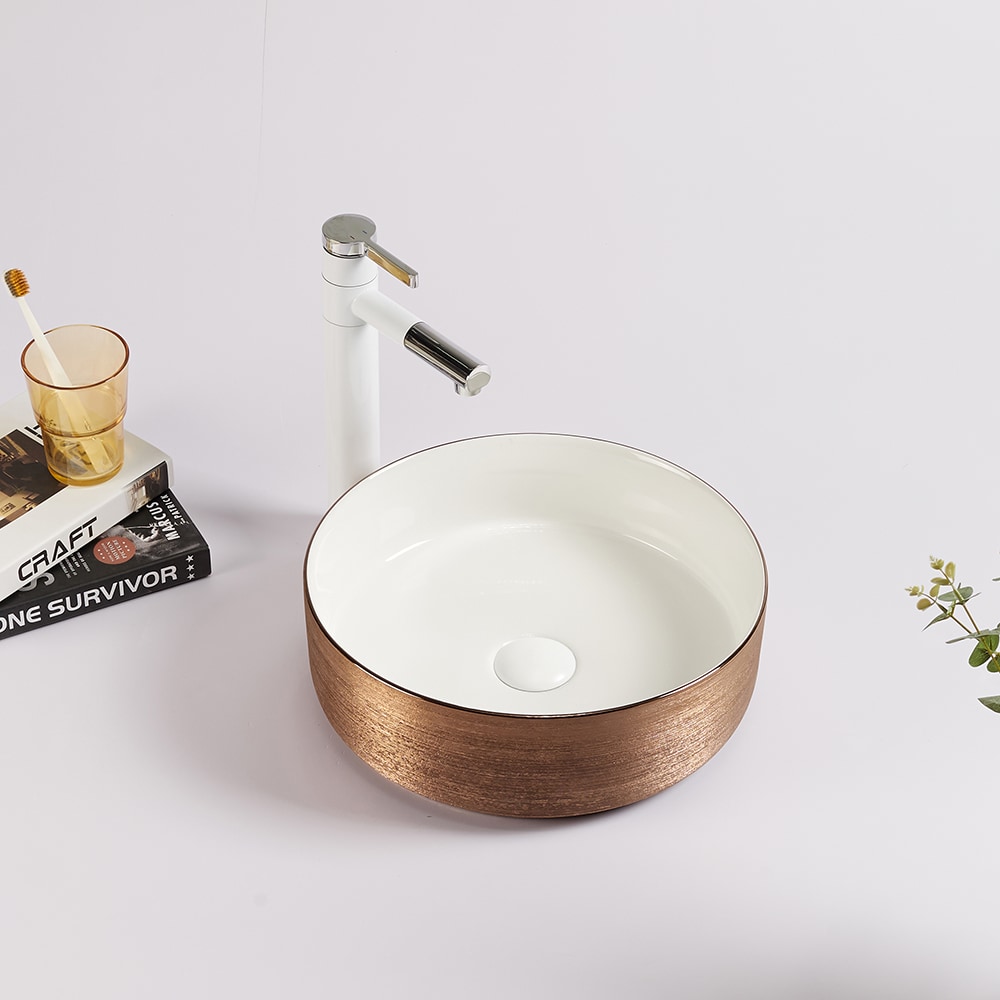 Lavoar pe blat, portelan, 36 cm, rose gold-alb