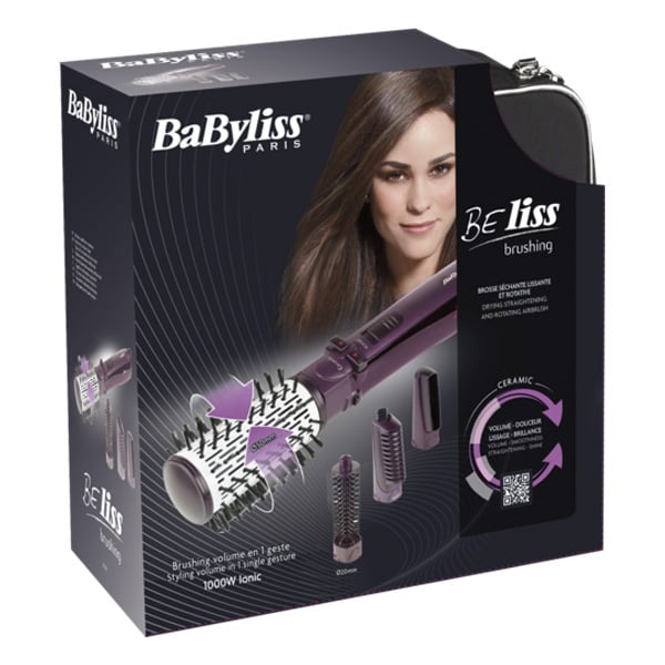Perie rotativa BABYLISS Beliss 2736E, 1000W, 2 viteze, Tehnologie pe baza de ioni, violet
