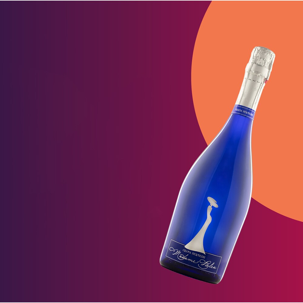 Vin spumant alb demisec Crama Hermeziu, Madame Bleu, 0.75L, bax 6 sticle