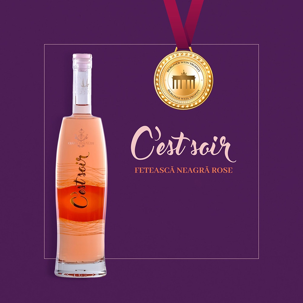 Vin rose sec Crama Hermeziu C'est Soir Feteasca Neagra, 0.75L, bax 6 sticle