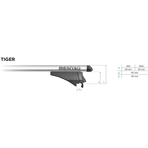 Bare transversale MENABO Tiger XL, Hyundai Santa Fe (DM), 2012-2018, 135 cm