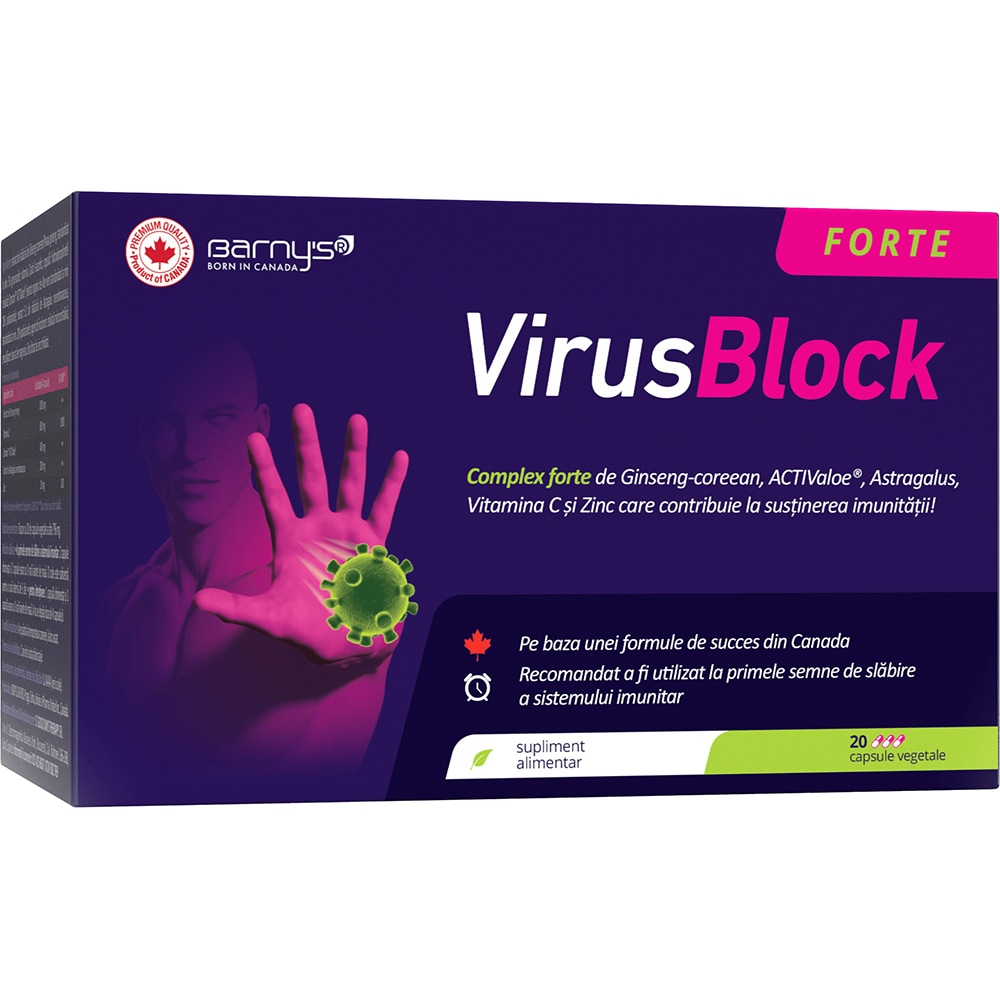 Supliment alimentar VirusBlock Forte Barnys, 20 capsule vegetale, GOOD DAYS THERAPY