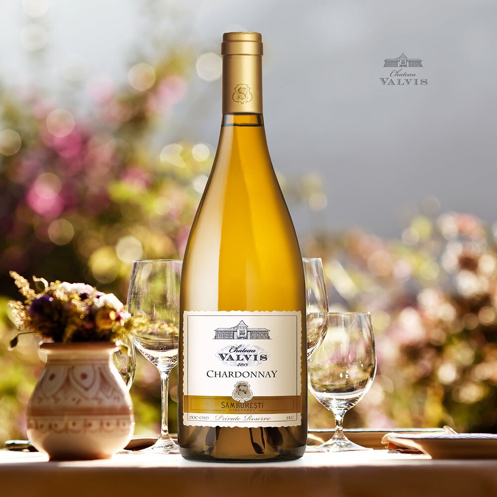 Vin alb sec Domeniile Samburesti Chateau Chardonnay 2021, 0.75L, bax 6 sticle