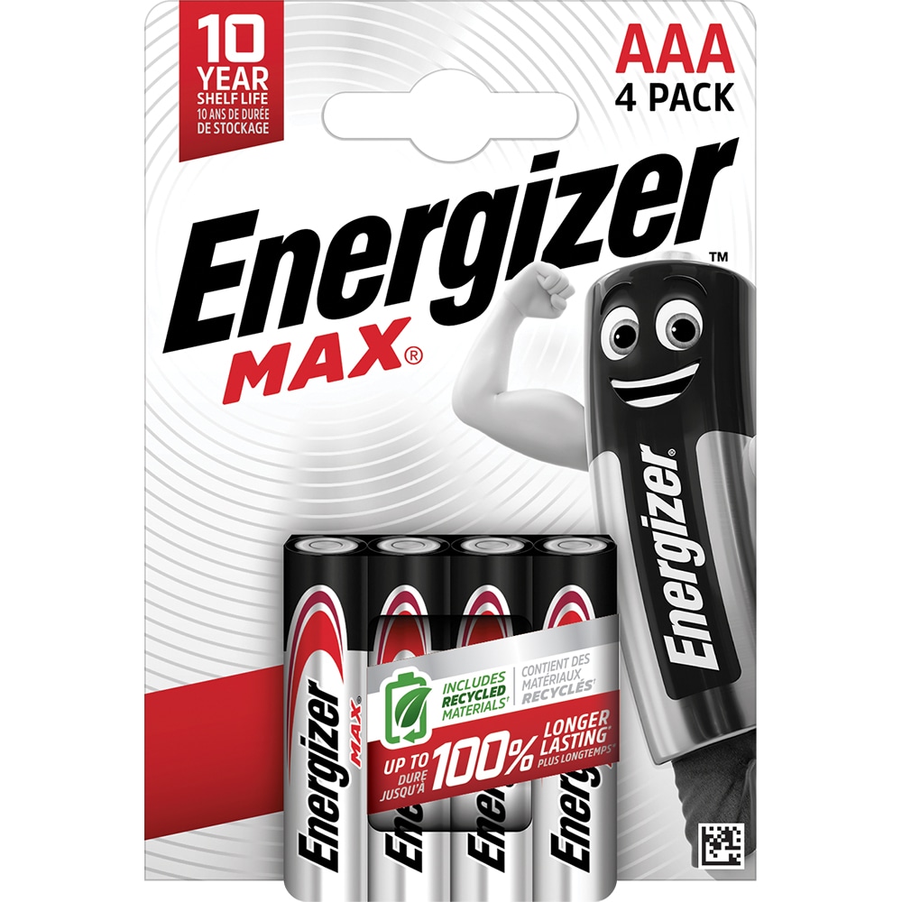 Baterii alcaline ENERGIZER AAA, 1.5V, 4 bucati